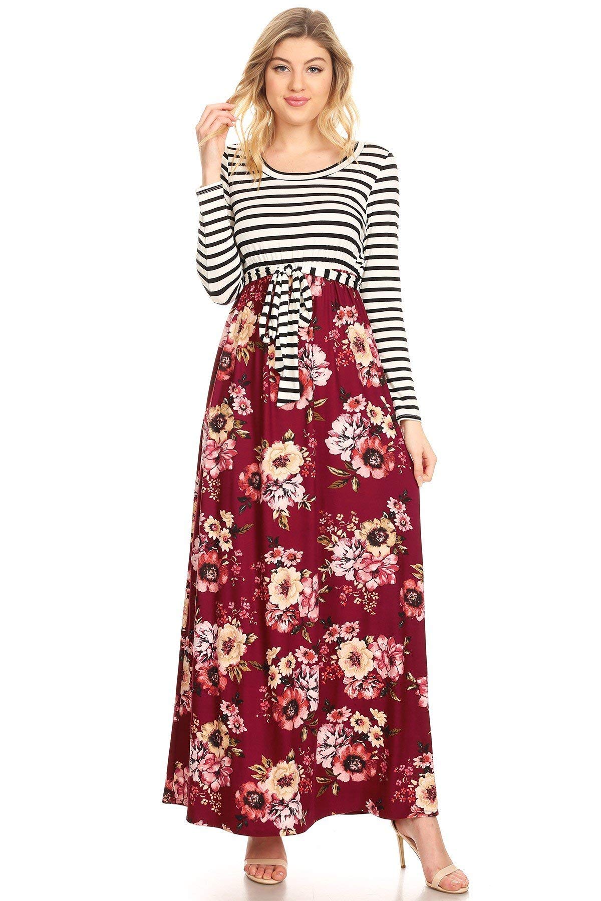 Pastel by Vivienne Women's Contrast Maxi Dress with Tie Belt