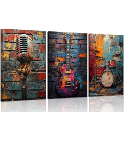 Amazon.com: NIIORE Vintage Music Themed Wall Art Canvas, Guitar