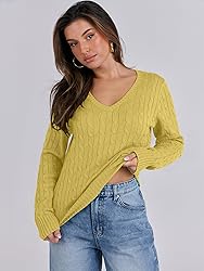 ANRABESS Womens Long Sleeve Cable Knit Sweater 2025