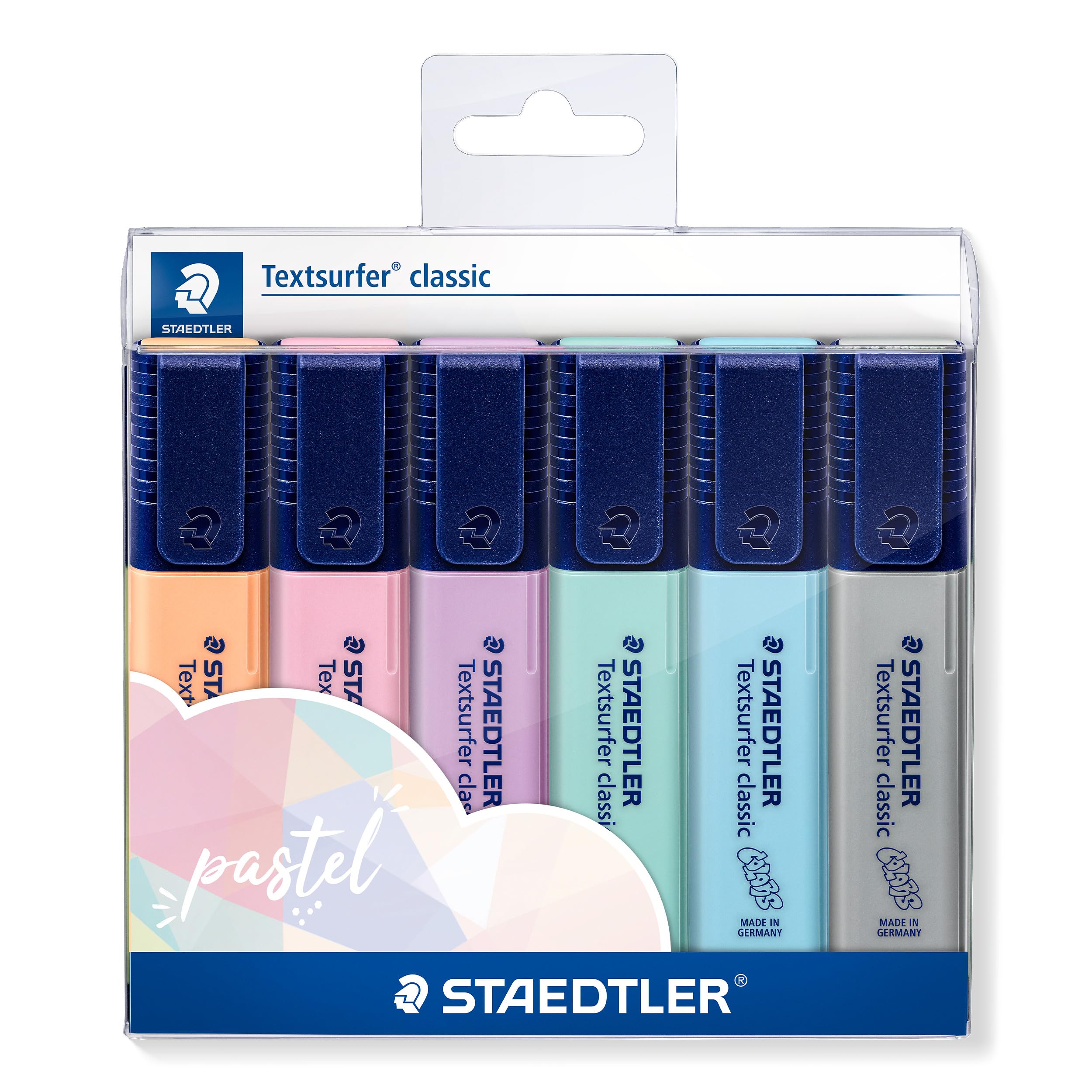 STAEDTLER 364 CWP6PA Textsurfer Classic Highlighter - Assorted Pastel Colours (Pack of 6)