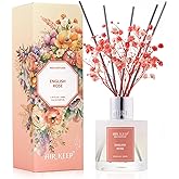 Airkeep Reed Diffuser Set,3.38 fl oz (100 ml) - English Rose Oil Diffusers with 8 Reed Sticks, Home Fragrance Reed Diffuser for Bathroom Shelf Decor
