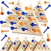 Zhanmai 3 Sets Wooden Triangle Peg Travel Game, Blue &amp; Orange Peg