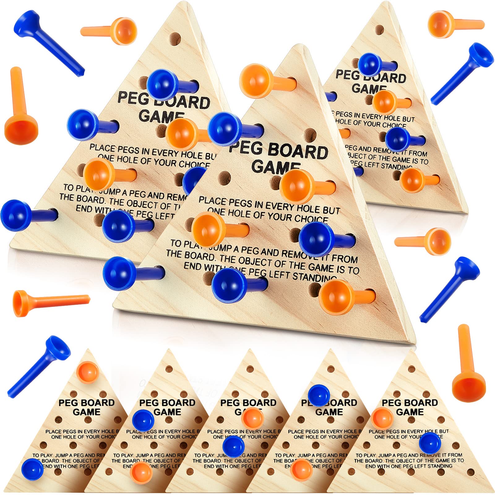 Zhanmai 3 Sets Wooden Triangle Peg, Educational Board, Travel Size, Operation Christmas Learning Puzzles (Cute)