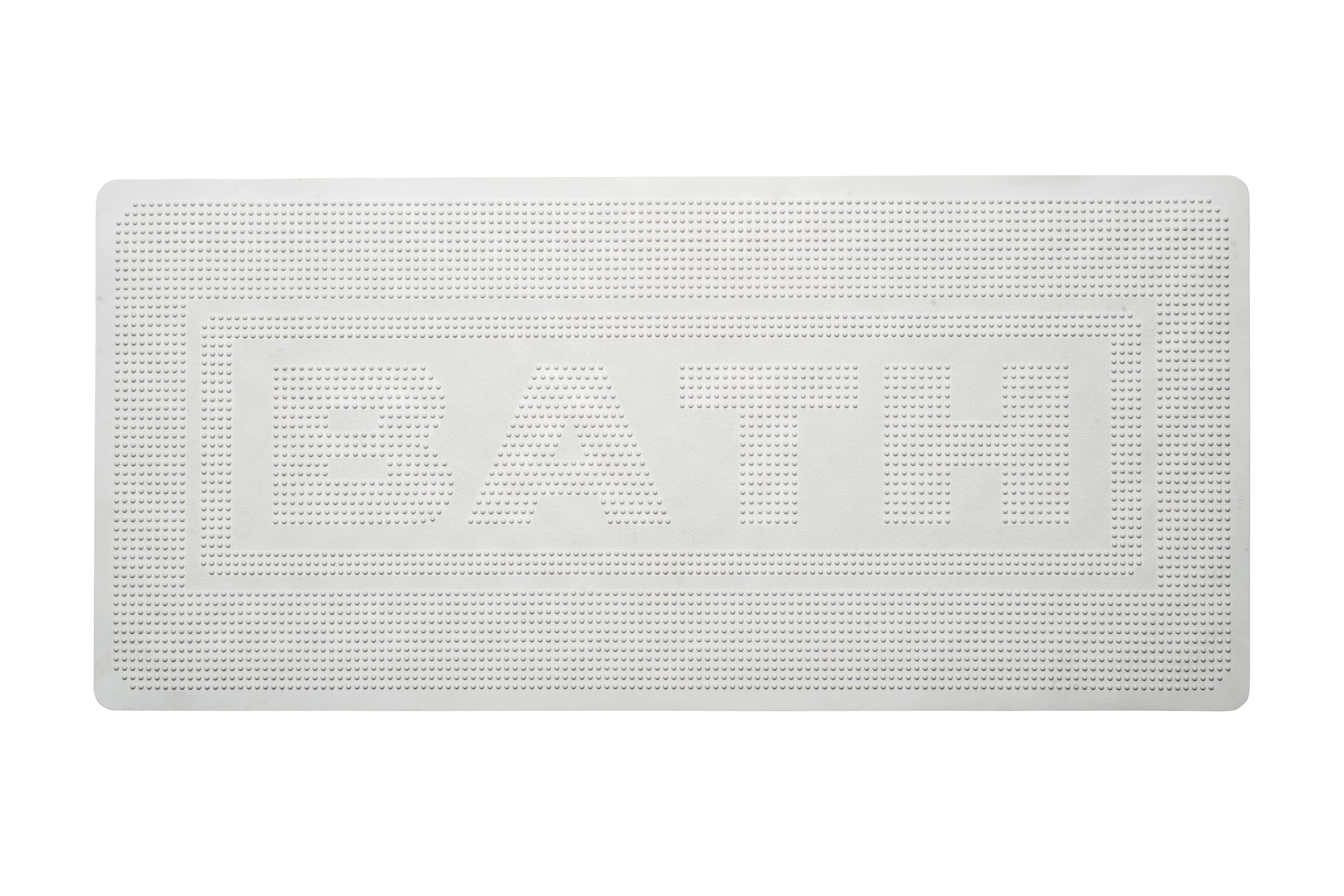 Croydex Non Slip Bath Mat - 'BATH' Modern Design, Durable Natural Rubber Mat with Secure Suction Cups, Anti Bacterial Treatment Anti Mould 34 x 74cm (White)