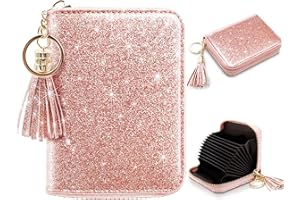 Coco Rossi Women's Small Credit Card Wallet RFID Glitter Cute Credit Card Holder Wallets for Women