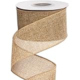 Ribbli Burlap Wired Ribbon,2-1/2 Inch x 10 Yard,Natural,Solid Wired Edge Ribbon for Big Bow,Wreath,Tree Decoration,Outdoor De