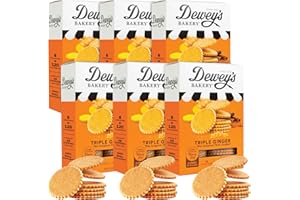 DEWEY'S BAKERY Dewey’s Bakery Triple Ginger Moravian Style Cookie Thins, Bakery Fresh with Real Simple Ingredients, Low Calorie Snack, No Artificial Flavors, Synthetic Colors or Preservatives, 9oz (Pack of 6)
