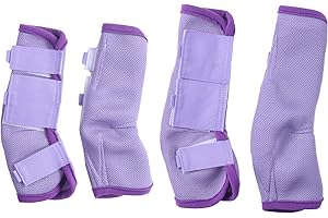 Gallopoff Horse Fly Boots Set of 4, Breathable Comfy Mesh Fly Boots for Horses, Non-Slip Horse Fly Leggings No More Stomping & Horsefly Nuisance Violet Full