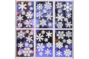 AOWDIAO Glitter Snowflake Window Clings – 9 Sheets Xmas Glass Stickers, Large Double-Sided Christmas Window Decorations for Winter Wonderland Decor