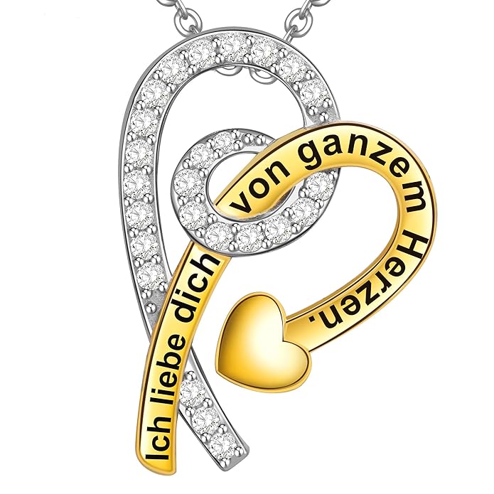 LOVORDS Damen Halskette Gravur 925 Sterling Silber Herz Kette Anhänger Geschenk für Freundin Frau