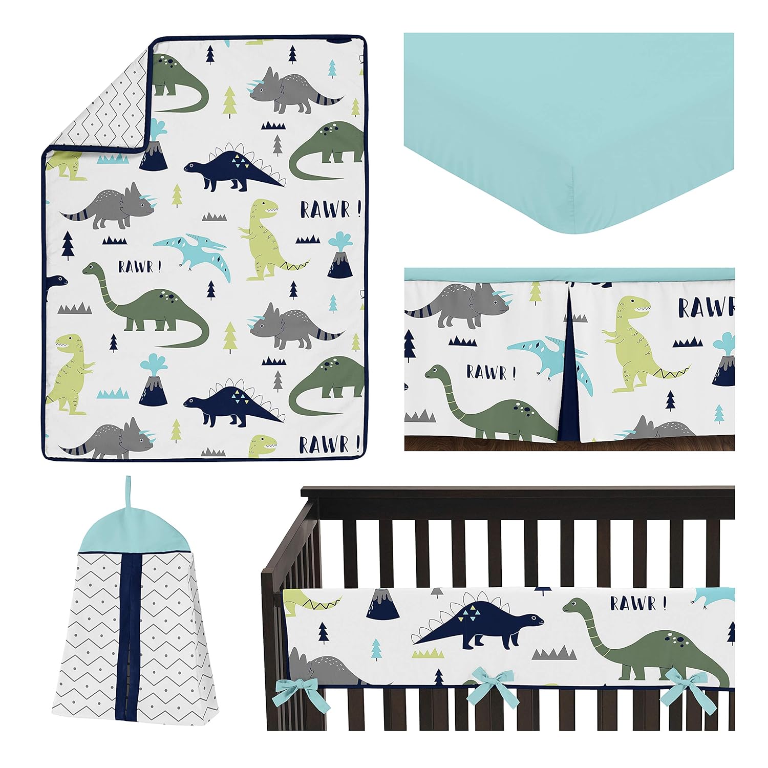 sweet jojo mod dinosaur crib bedding