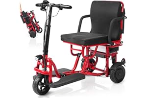 Foldable Mobility Scooters for Adults and Seniors 3 Wheel Folding Compact Lightweight Air Travel Mobility Scooter 300 lbs Wei