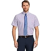 Izod Mens Dress Shirt Regular Fit Short Sleeve All Over Stretch Button Down Collar