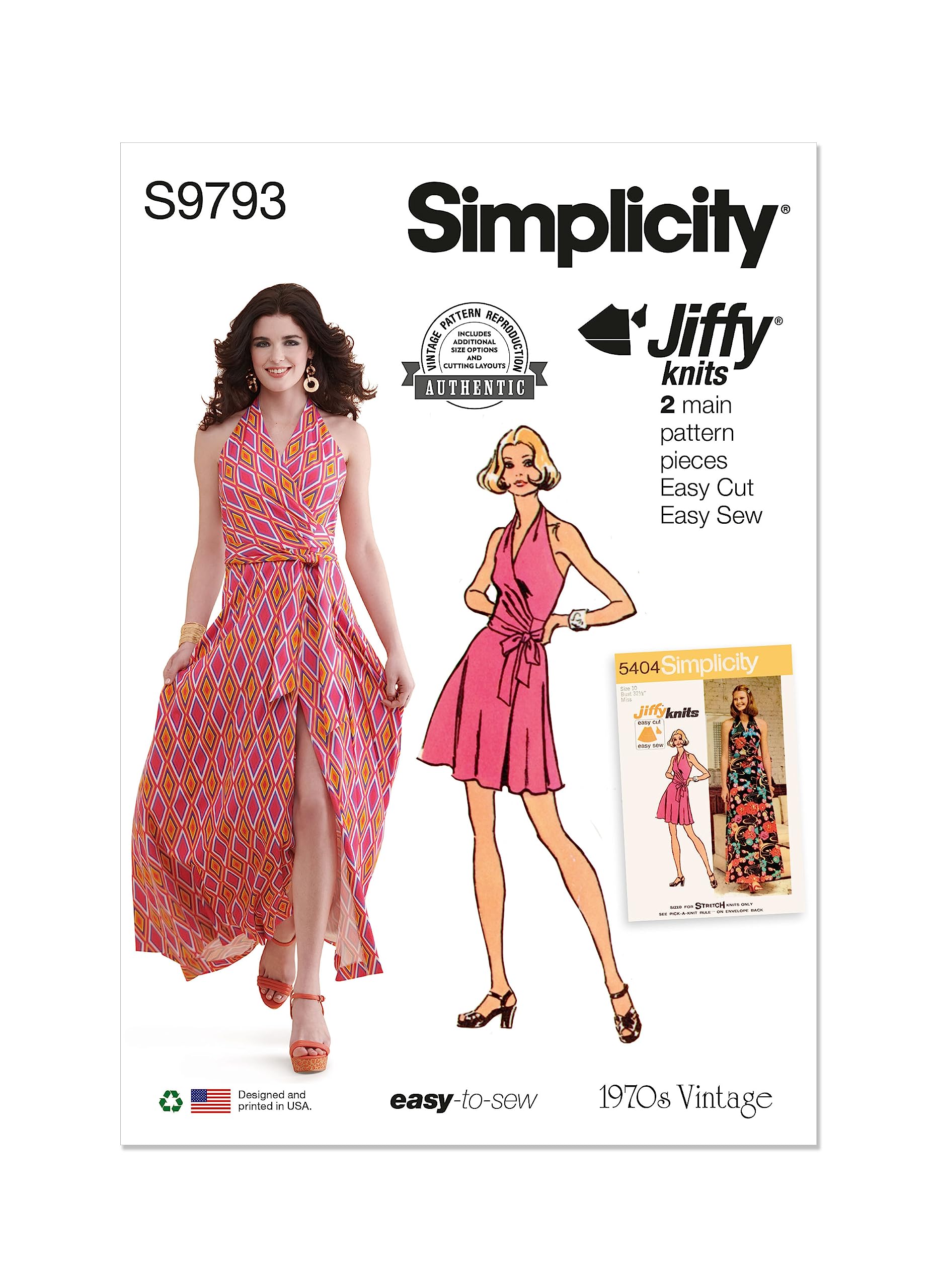SIMPLICITY SS9793K5 Misses' Knit Front-Wrap Halter-Dress in Two Lengths K5 (8-10-12-14-16)