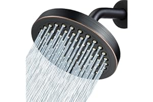Voolan High Pressure Rain Shower Head, Luxury Modern Look, The Perfect Adjustable Replacement For Your Bathroom Showerhead, Comfortable Shower Experience Even at Low Water Flow (6" Oil-Rubbed Bronze)