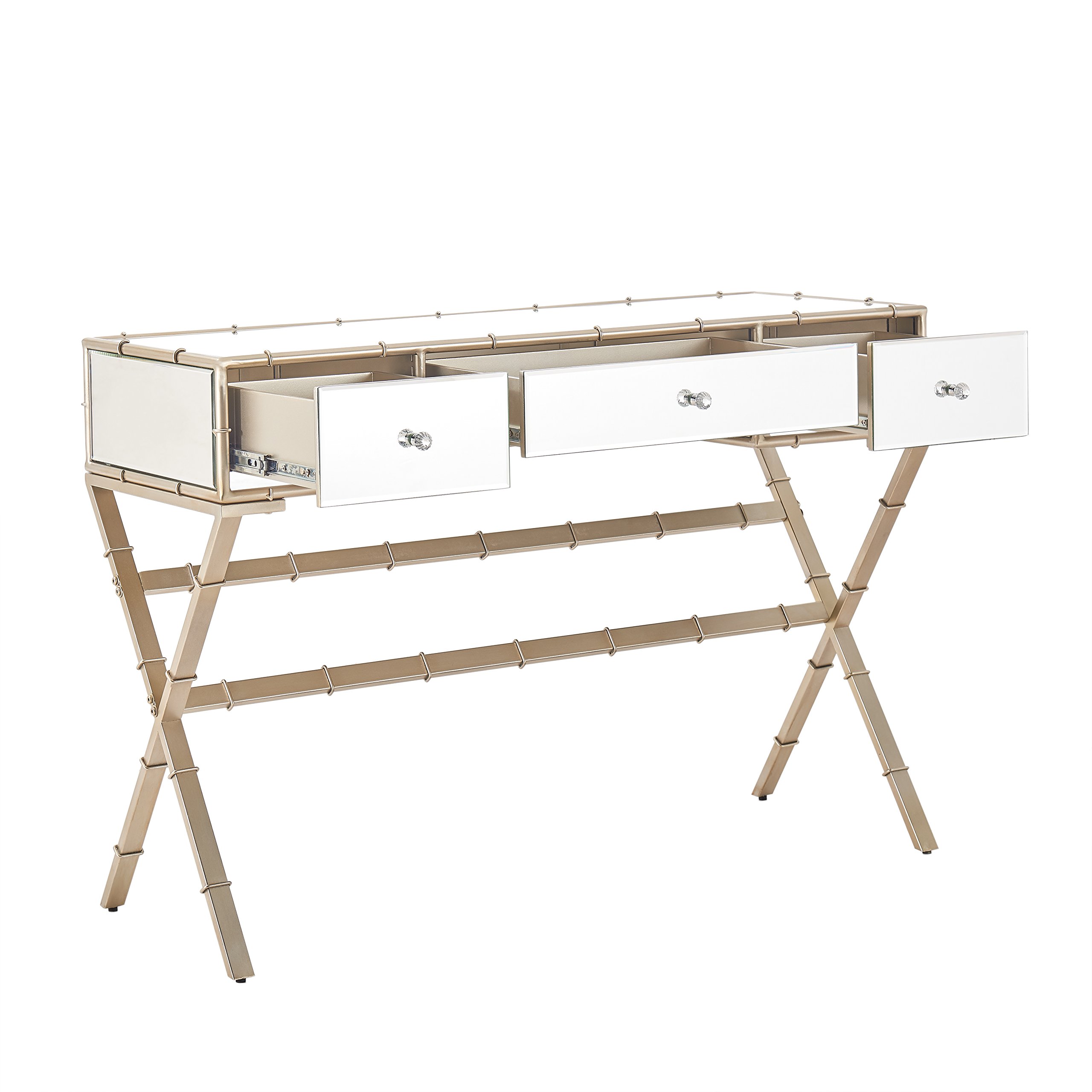 Furniture HotSpot Mirrored Console Table Mirror and Champagne 44