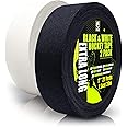 Hockey Tape Multipurpose Cloth Tape Roll for Lacrosse Baseball & Softball Bats, Rackets, Pullup Bars, Gardening Tools, Easy Tear Over Grip - Multi Sport Handle Tape - Sports Gift (Black & White)
