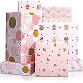 Larcenciel Wrapping Paper for Girl, Metallic Gold Foil Wrapping Paper, Pink Gift Wrap for Birthday, Valentines Day, Christmas, Wedding, Baby Shower,4 Sheets 27.5x19.6inch