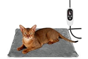 NICREW Cat Heating Pad, Temperature Adjustable Heated Cat Bed with Auto Shut Off Timer, Indoor Pet Heated Bed Mat for Small Dogs, 17.7 x 15.7 Inches
