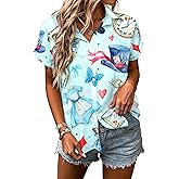 Princess Magical Shirt for Women Mad Tea Party Shirts Magic Hawaiian T-Shirt Fairy Tale Vacation Button up Tops
