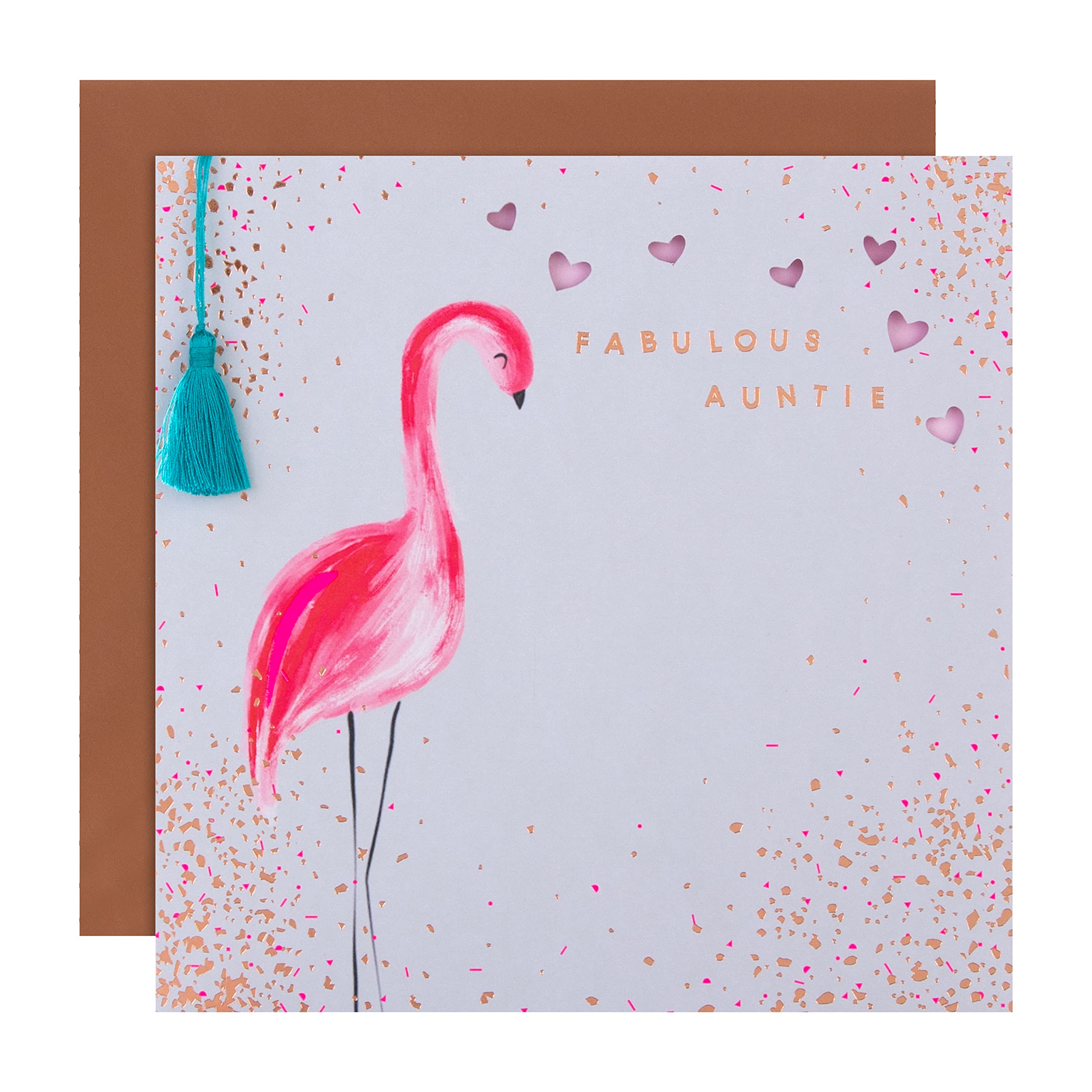 Hallmark Birthday Card for Auntie - Embossed and Die-cut Flamingo Design
