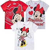 Disney Minnie Mouse 3 Pack Girls Short Sleeve T-Shirt for Toddler to Big Kids