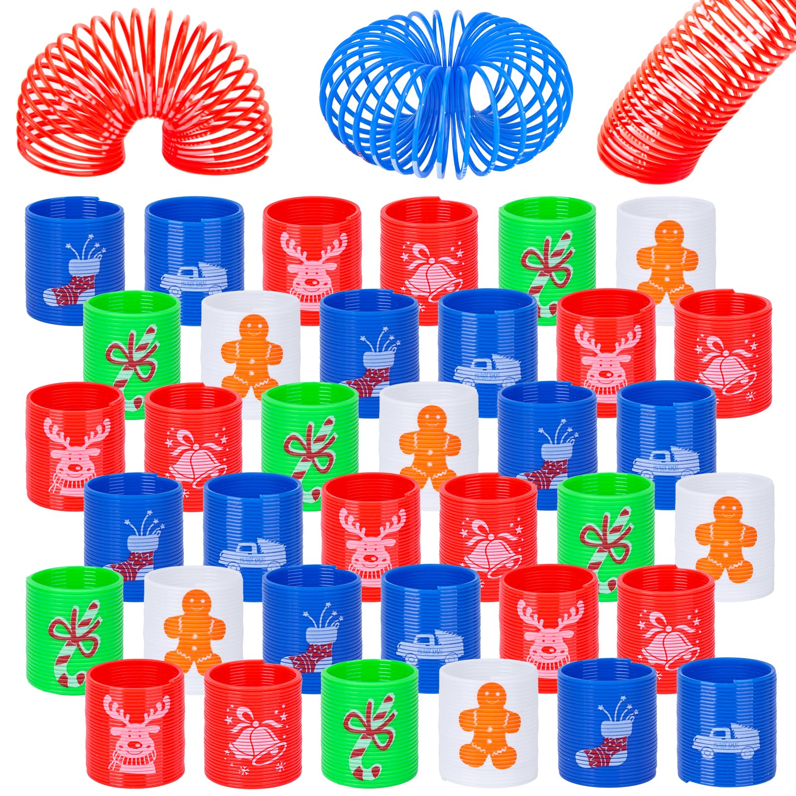 MCPINKY Christmas Magic Springs, 20PCS Mini Spring Toy Christmas Party Favors for Kids 4 to 8 Fun Goodie Bag Stuffers Birthday Gifts Christmas Prizes, Christmas Stocking Stuffers, Small Toys Present