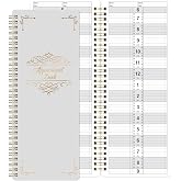 Appointment Book &ndash; Undated Salon Appointment Book, 2 Column, 11.5" x 4.7" | Daily/HourlyPlanner with 200 Pages, 6 AM - 9 PM, 15 Minute Intervals Day Planner, Twin-Wire Binding, Hardcover - Gray