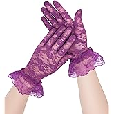 OURIZE Women Short Lace Gloves Sheer Mesh Gloves Elegant Accessories for Wedding, Tea Party, Costume Parties