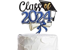 LINGBOOM Class of 2024 Happy Graduation Cake Topper Blue Glitter Grad 2024 Happy Graduation We are So Proud of You Cake Decorations Graduation Congrats Grad Party Supplies (Blue)