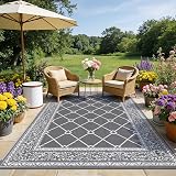 SHACOS Outdoor Rug 240x300 cm Reversible Waterproof UV Resistant Grey view 1