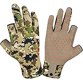 BASSDASH Unisex Fingerless Fleece Liner Camo Hunting Gloves for Cold Weather UPF 50+ Lightweight Fishing Photography HG06