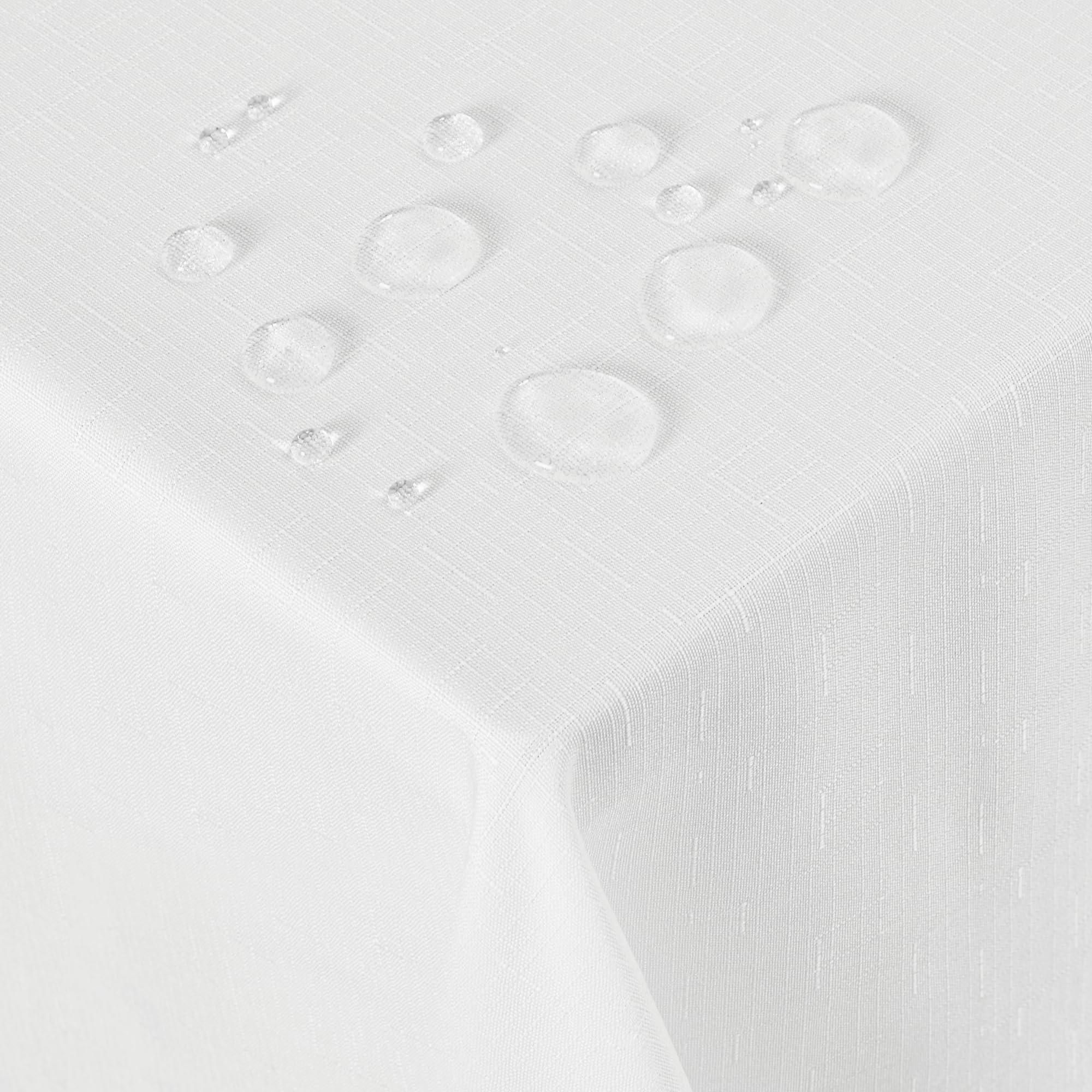 Deconovo Faux Linen Water Resistant Tablecloth Wipeable Tablecloth Rectangle Table Cloth for Wedding Dining Tables 140x240cm(55x95in) White