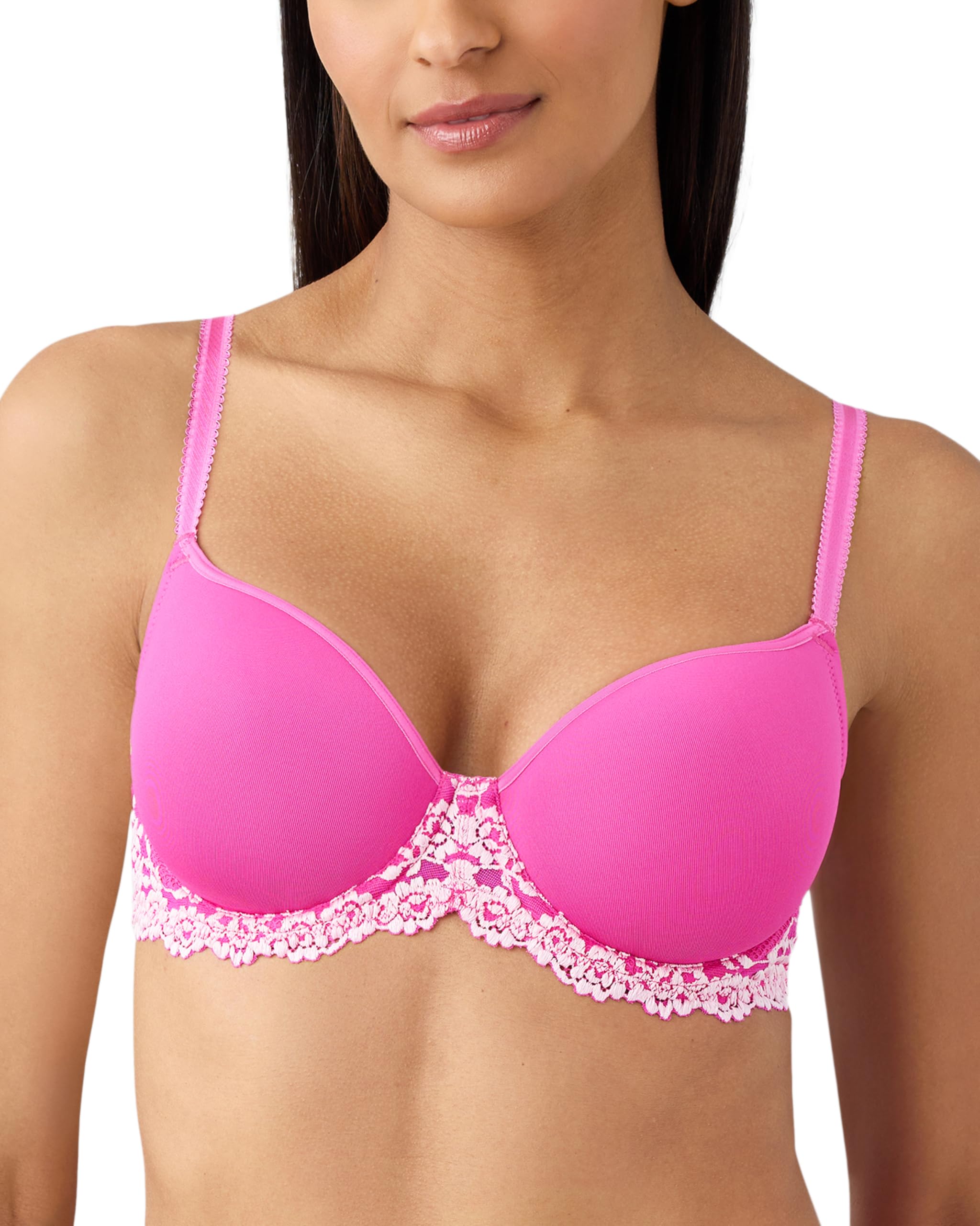 Wacoal Women’s Embrace Lace Lightly Padded Underwire Mid Coverage T-Shirt Bra, 853191, Wild Azalea/Cradle Pink, 36DDD