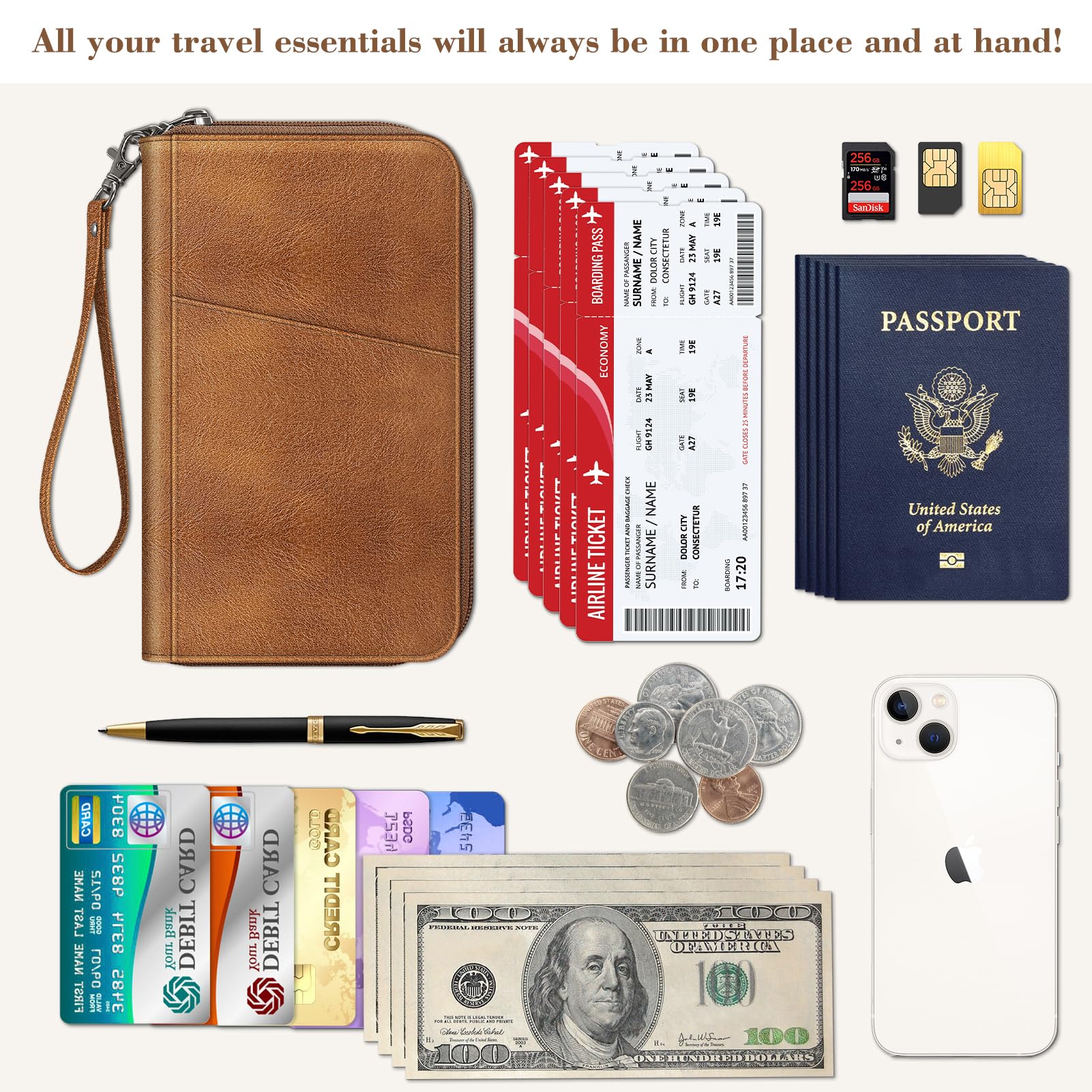 Fintie Family Passport Holder Wallet, RFID Blocking Travel Document Organizer Clutch Bag Credit Cards Case Cover for Women Men