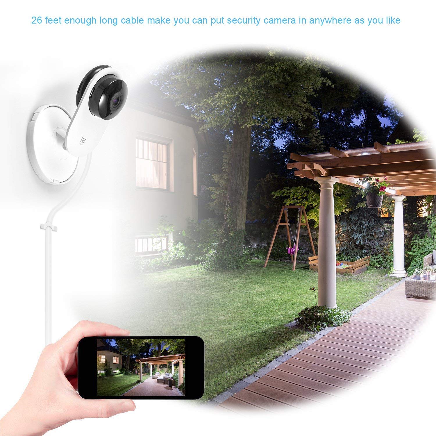 3Pack Wyze Cam Cable 26ft, Micro USB Extension Cord for Zmodo, Blink