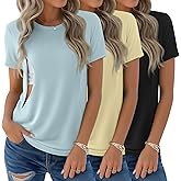 Sweetyweee 3 Pack Women's Maternity Nursing Shirt for Breastfeeding Hidden Zipper Short Sleeve Crew Neck Pregnancy Top