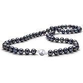 Handmade 9mm Black Freshwater Pearl Necklace for Women | Classic Knotted Strand with Secure Ball Clasp | Elegant Jewelry Gift for Her – Available in 16in, 18in, 19in, 21in