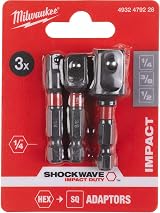 Milwaukee Shockwave Impact Socket Adaptor Set 3pc view 2