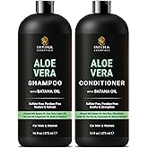 Aloe Vera Shampoo and Conditioner Set - Sulfate Free, 16 fl oz Each | Batana Oil &amp; Argan Oil - Moisturizing &amp; Hydrating Formula - Gentle for All Hair Types - INFINA ESSENTIALS
