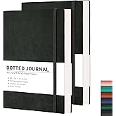 RETTACY Bullet Dotted Journal, 2-Pack, Dotted Notebook Journal with 192 Numbered Pages per Pack, Medium 7.6'' × 10'', 100 GSM