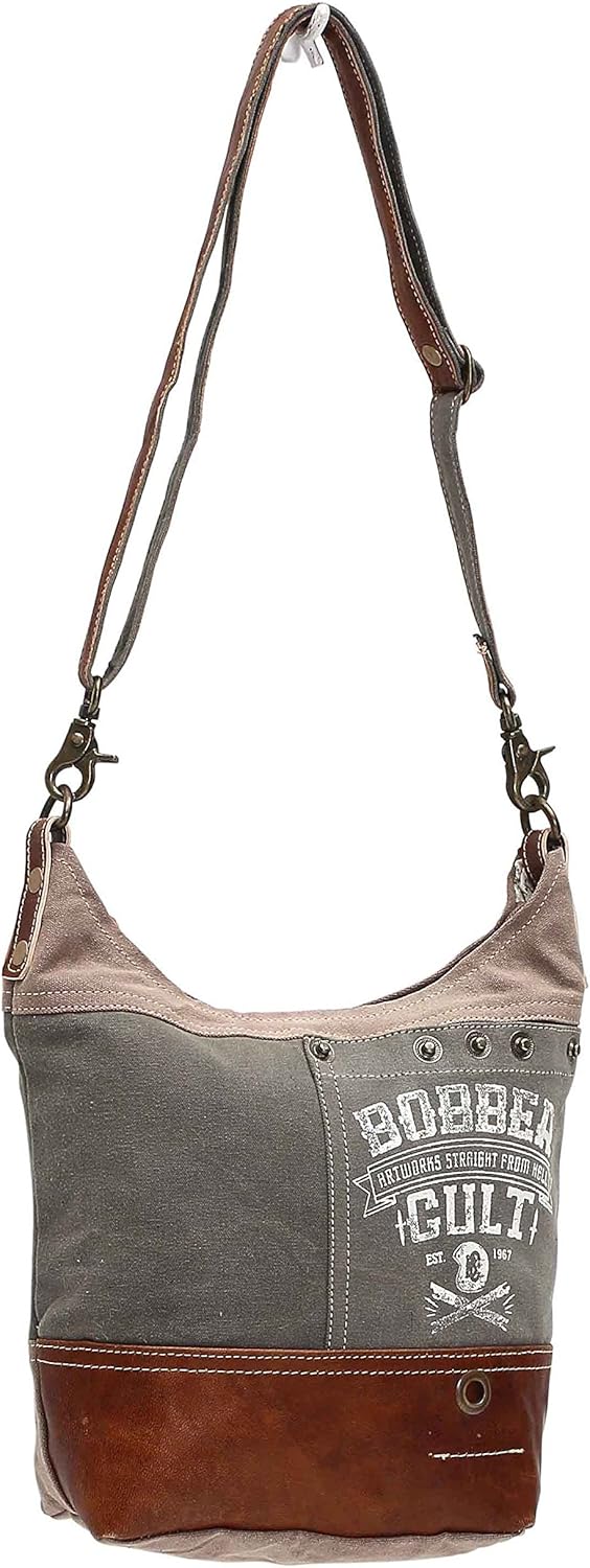 Brown One/_Size Myra Bag Bobber Upcycled Canvas Shoulder Bag S-0949 Khaki Tan