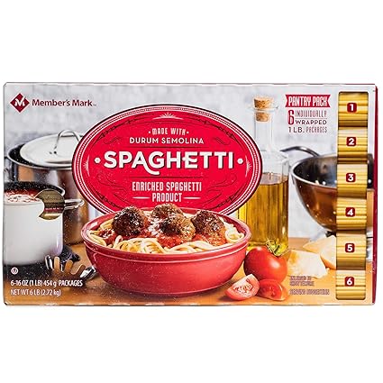 Amazon Com Member S Mark Spaghetti Pantry Pack 1 Lb Ea 6 C