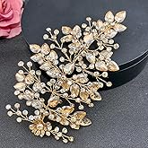 Mpoikba Wedding Hair Pieces for Brides, Rhinestone Bride Headpiece, Handmade Bridal Hair Accessories(Champagne)