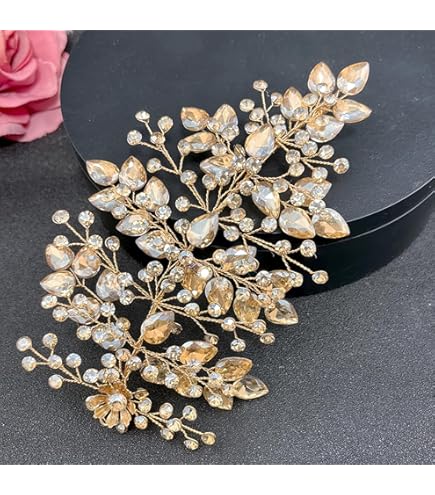 Gold Pearl & Crystal Multi-Row Headband - Women Accessories Amazon.com : Kitsch Rhinestone Headband for Women - Double  main image 3