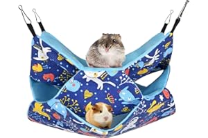 Petmolico Ferret Hammock, Triple Layer Small Animal Swinging Hanging Hammock Pet Cage Accessories for Sugar Glider Squirrel Guinea Pigs Ferret Rat Hamster, Cat Pattern