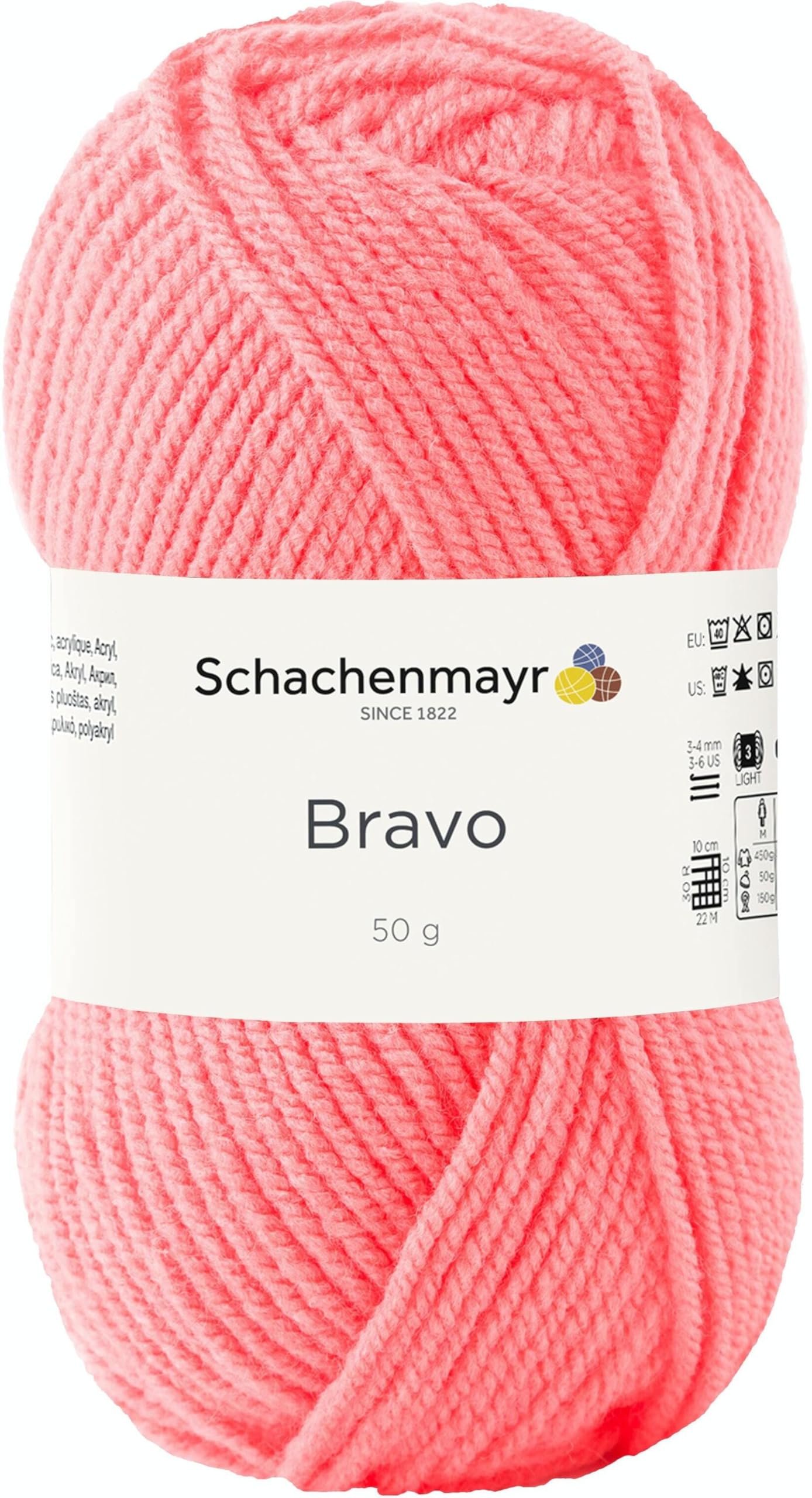 Schachenmayr Bravo 9801211-08342 Salmon Hand Knitting Yarn, Crochet Yarn