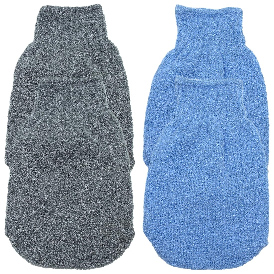 2 Pairs Exfoliating Glove Bath Exfoliating Glove for Removing Dead, Dead Skin, Tanning and Keratosis Pilaris. Exfoliating glove, exfoliating glove, exfoliating, body scrub, blue and grey