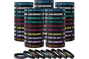KUCLIN 100 Pieces Students Inspirational Silicone Wristbands Motivational Quotes Rubber Bracelets for Kids Students Back to School Gifts (Black)