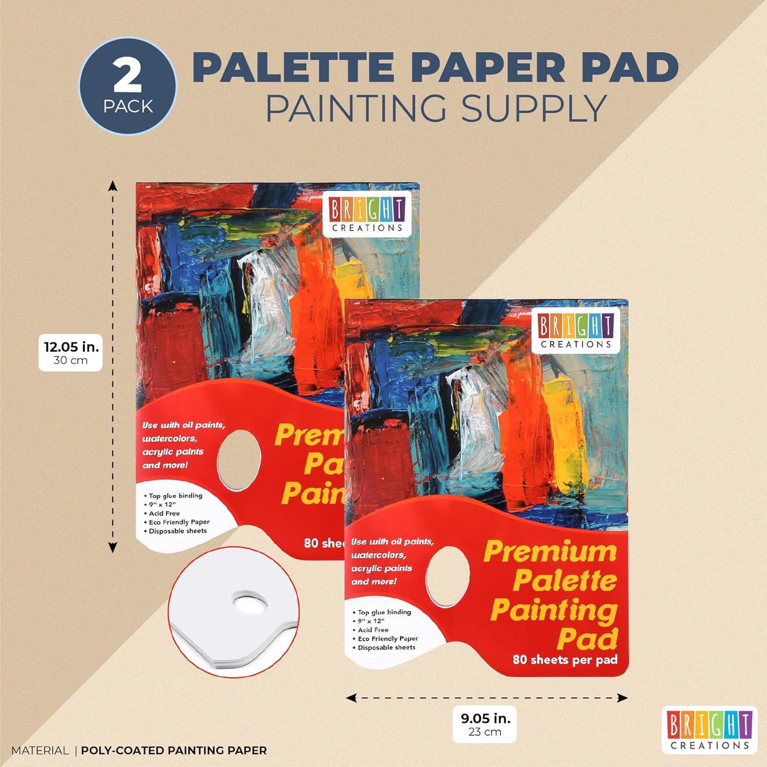 Palette Paper Pad for Painting Supplies (9 x 12 Inches, 160 Sheets, 2 Pack)